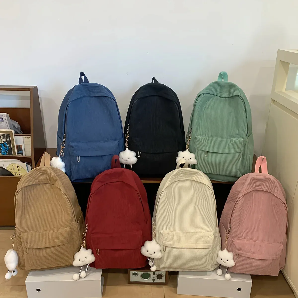 🎒 Cozy Corduroy Cutie: Japanese-Inspired Backpack for School Adventures! 🌟