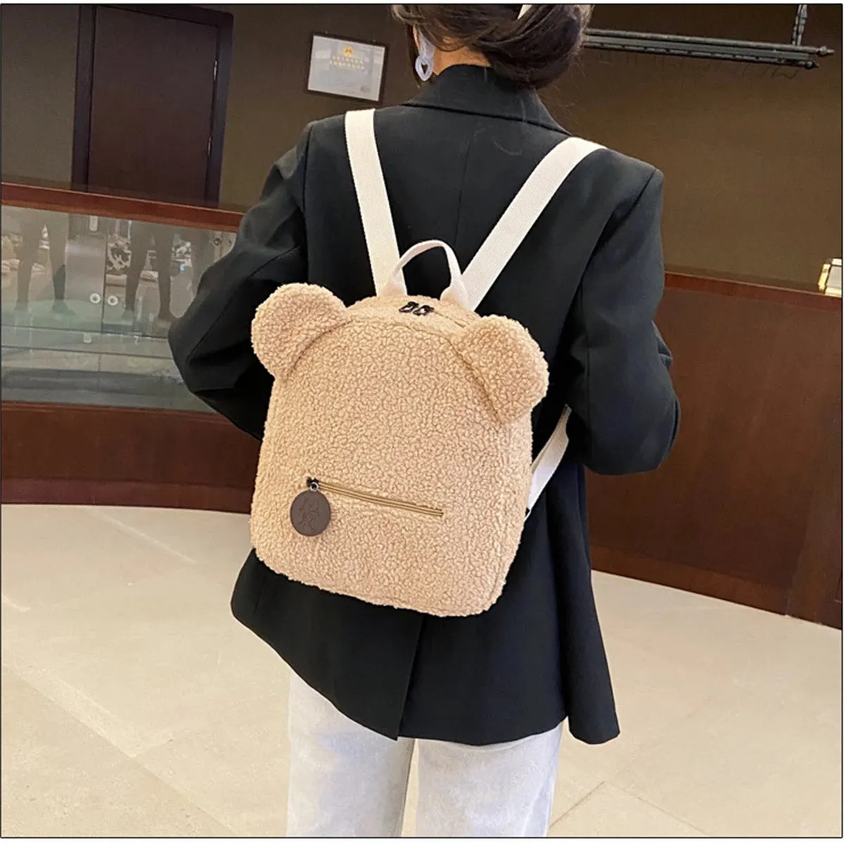 🐻 Cute Bear Ears Plush Backpack 🎒✨