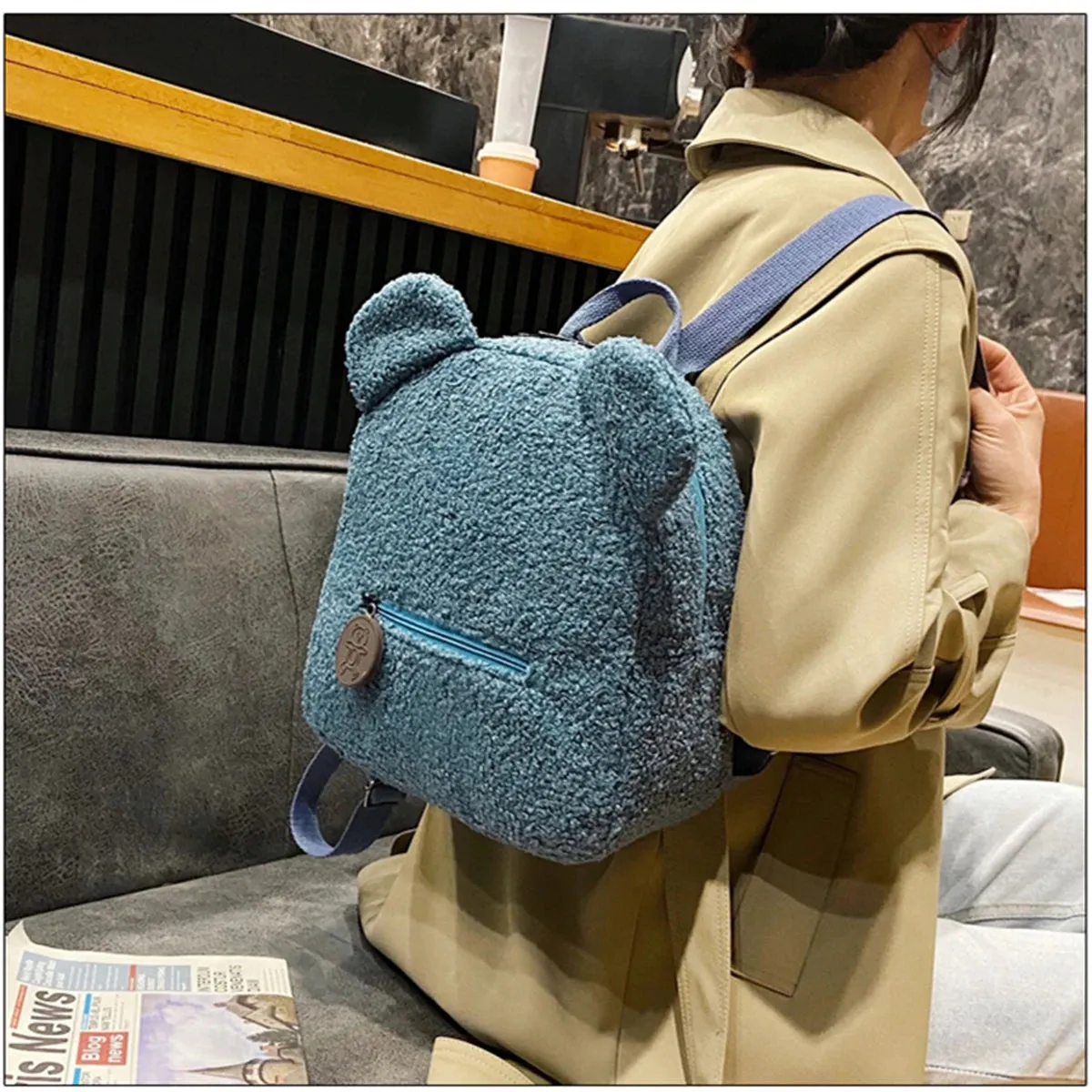 🐻 Cute Bear Ears Plush Backpack 🎒✨