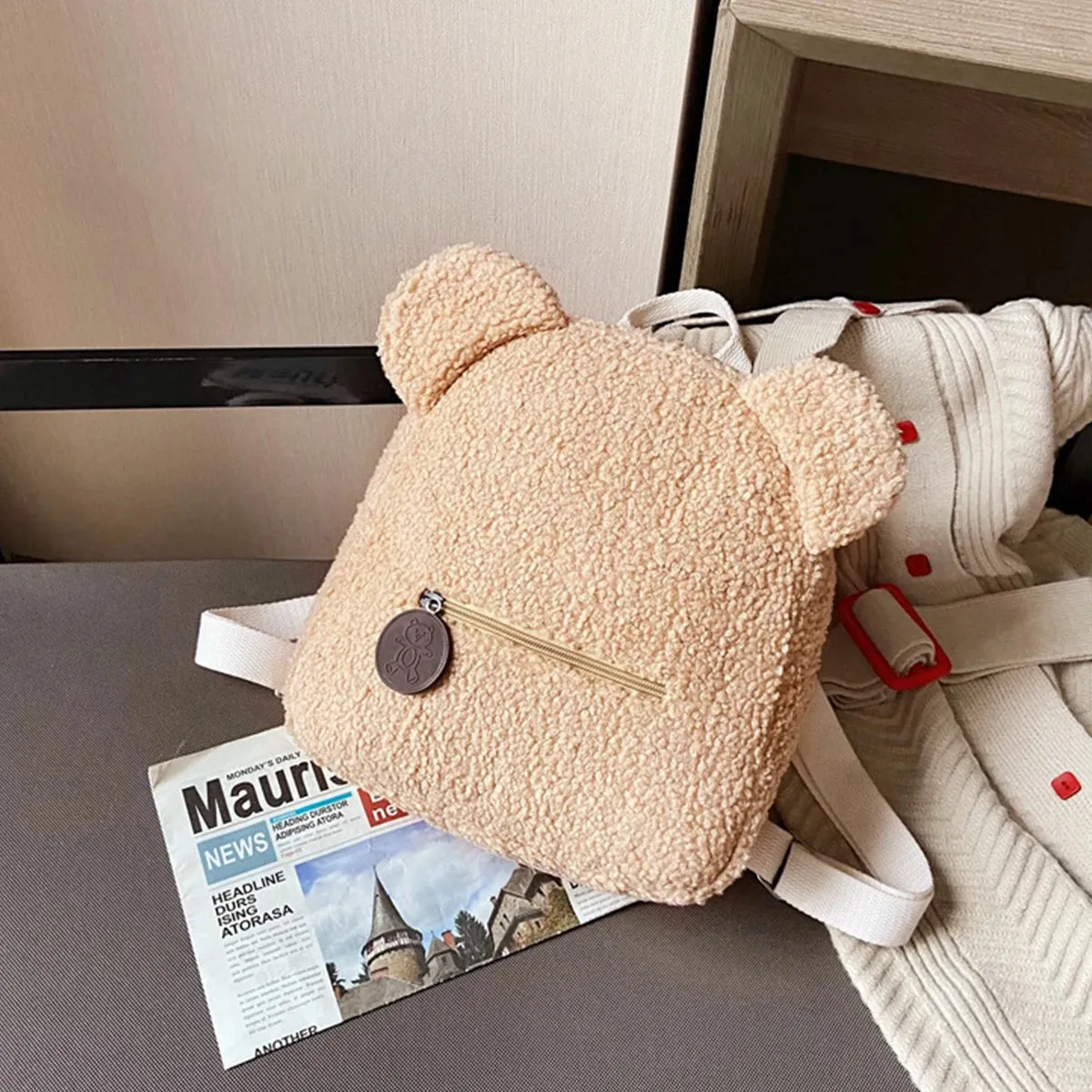 🐻 Cute Bear Ears Plush Backpack 🎒✨