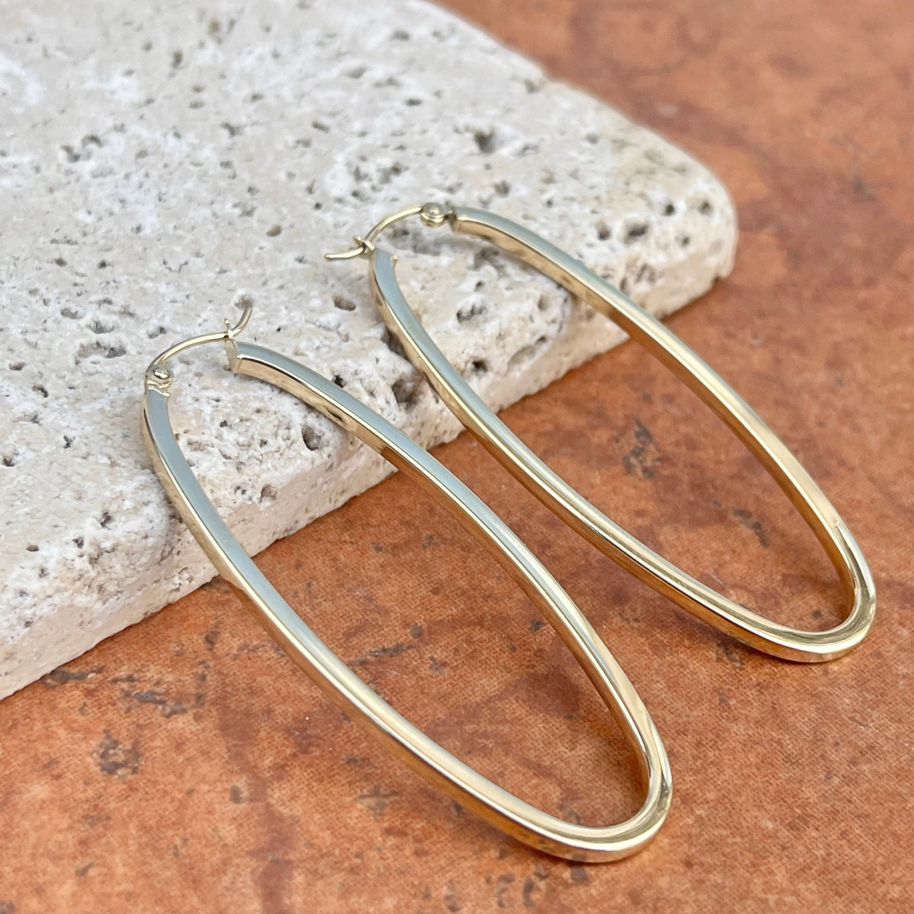 14KT Yellow Gold Oval Hoop Earrings 53mm