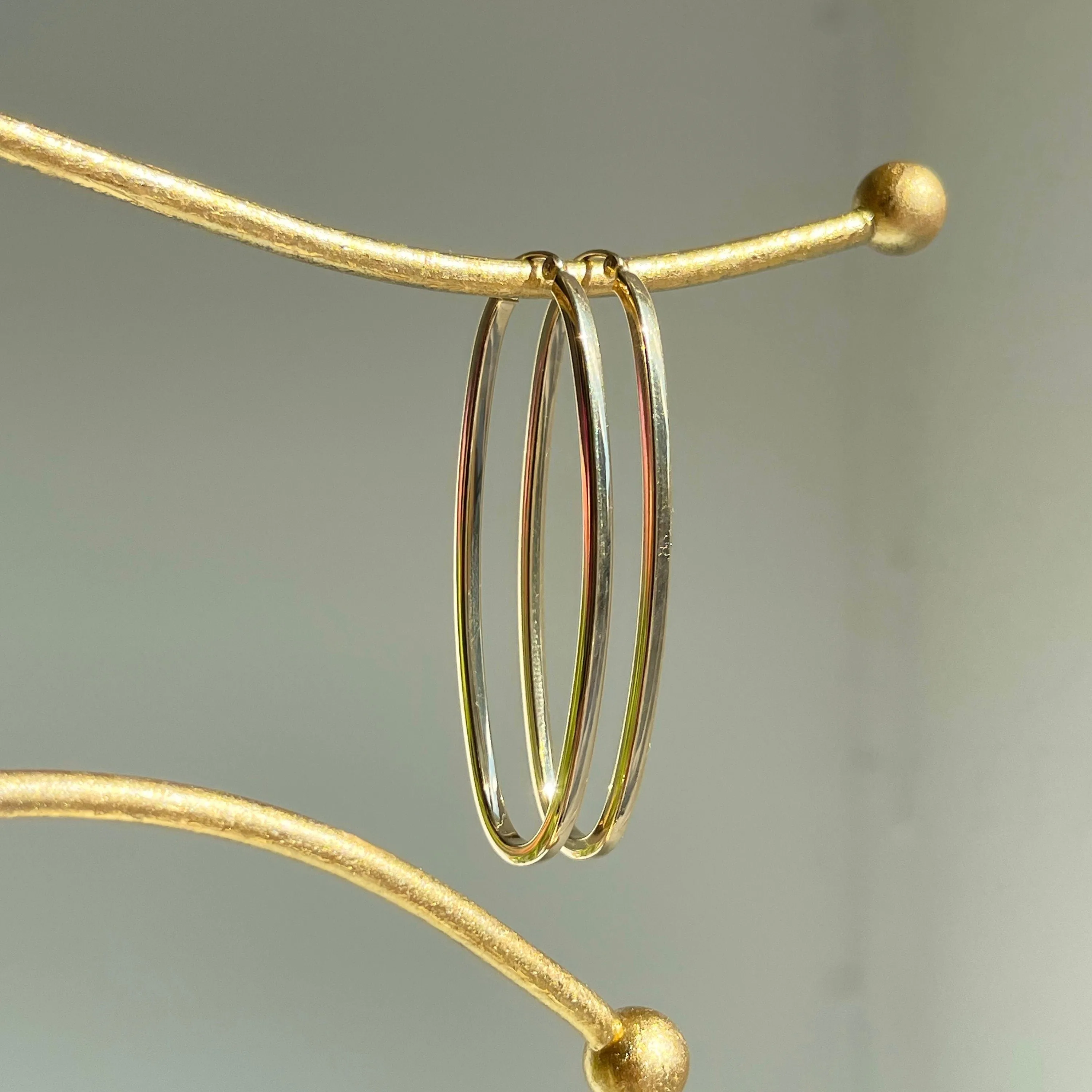 14KT Yellow Gold Oval Hoop Earrings 53mm