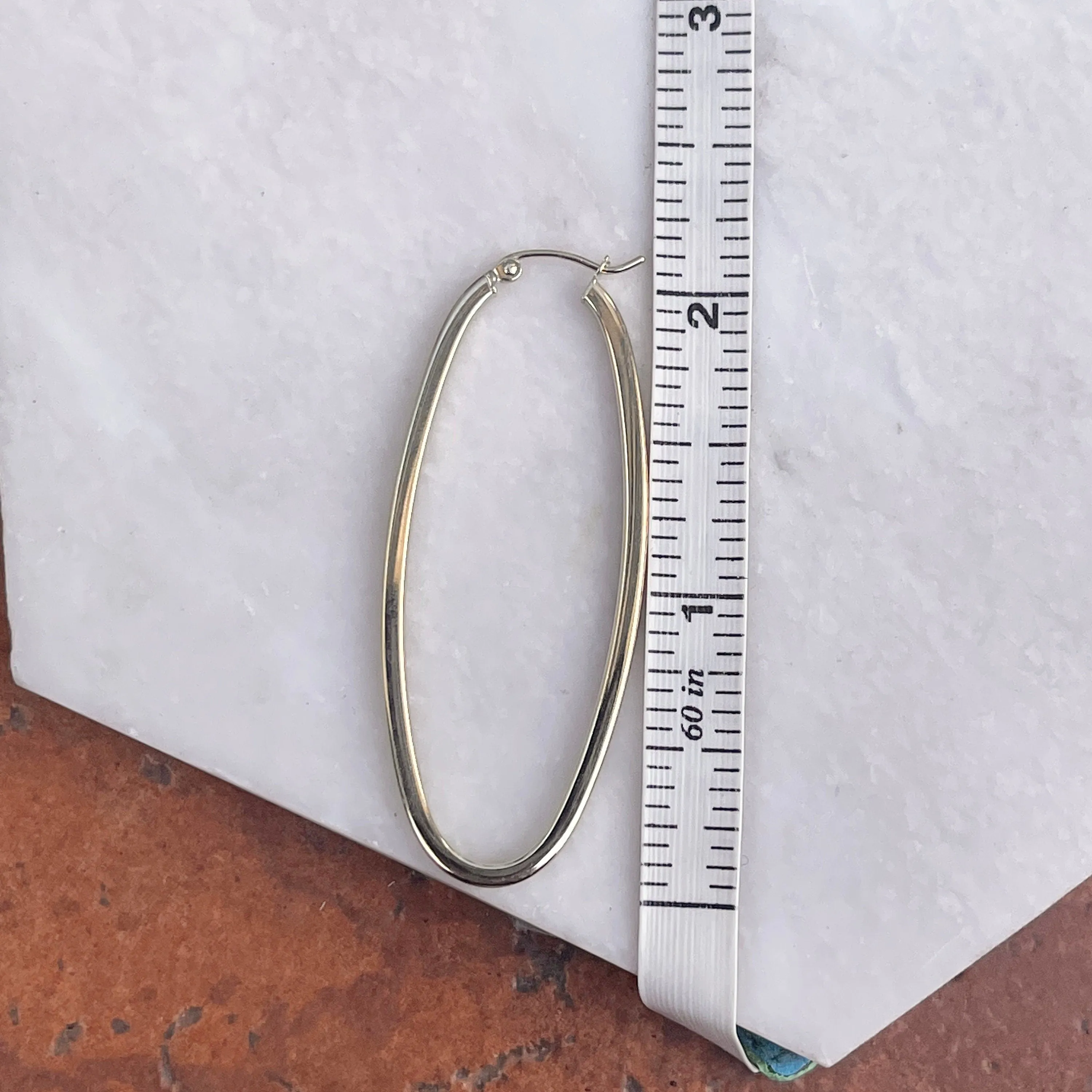 14KT Yellow Gold Oval Hoop Earrings 53mm