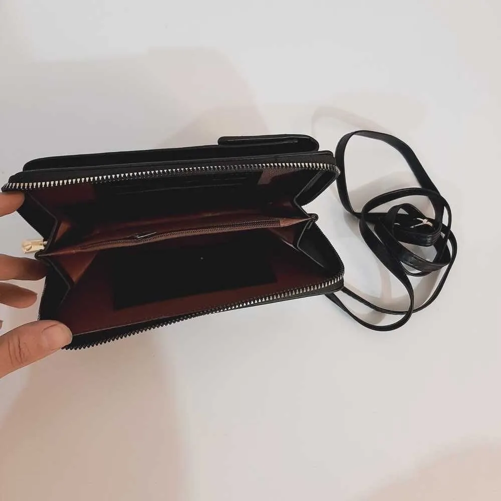 2 in 1 Wallet   Crossbody Bag - Black - W17