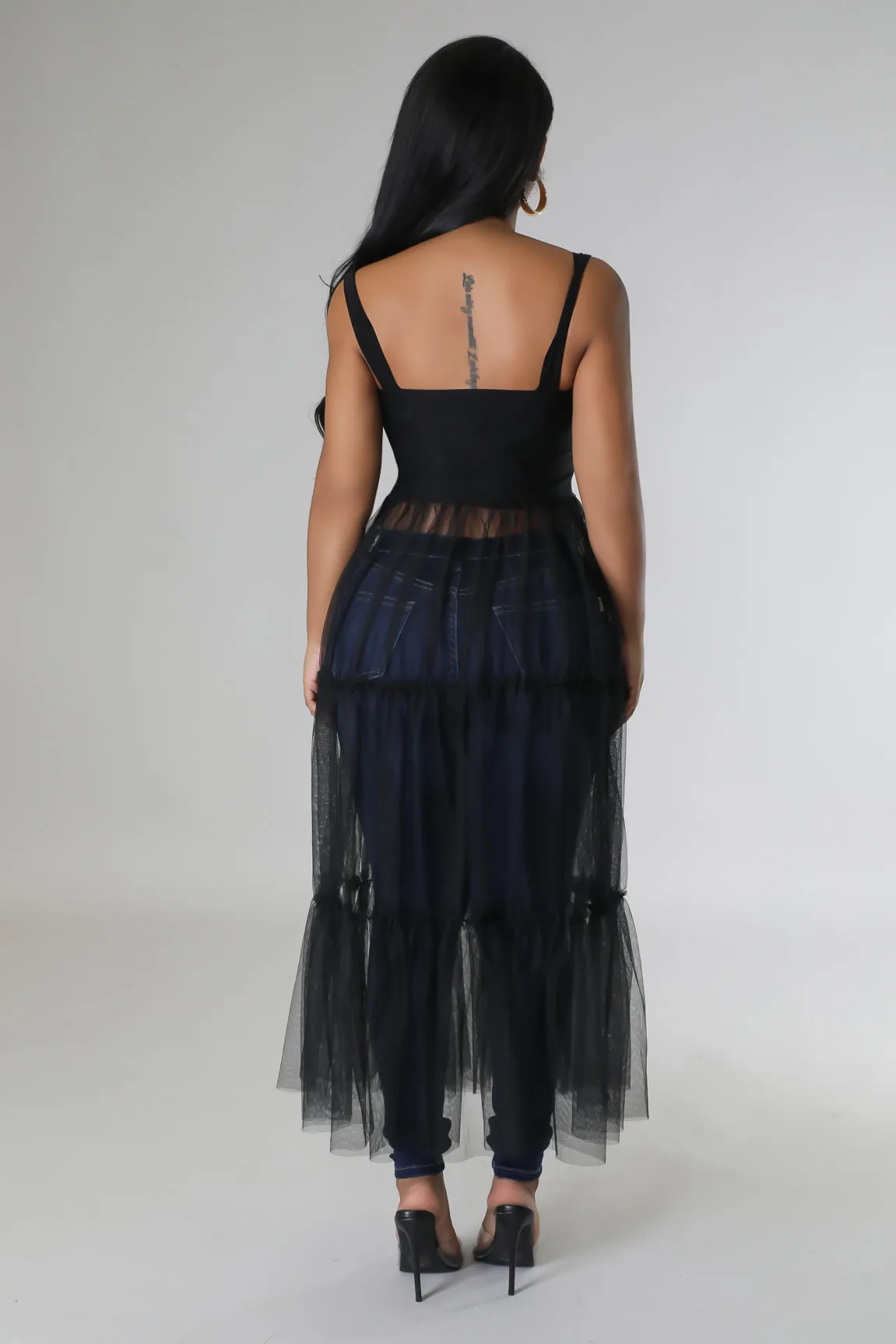 26767P - STRAP SHOULDER MESH BOTTOM DRESS (4PCS)