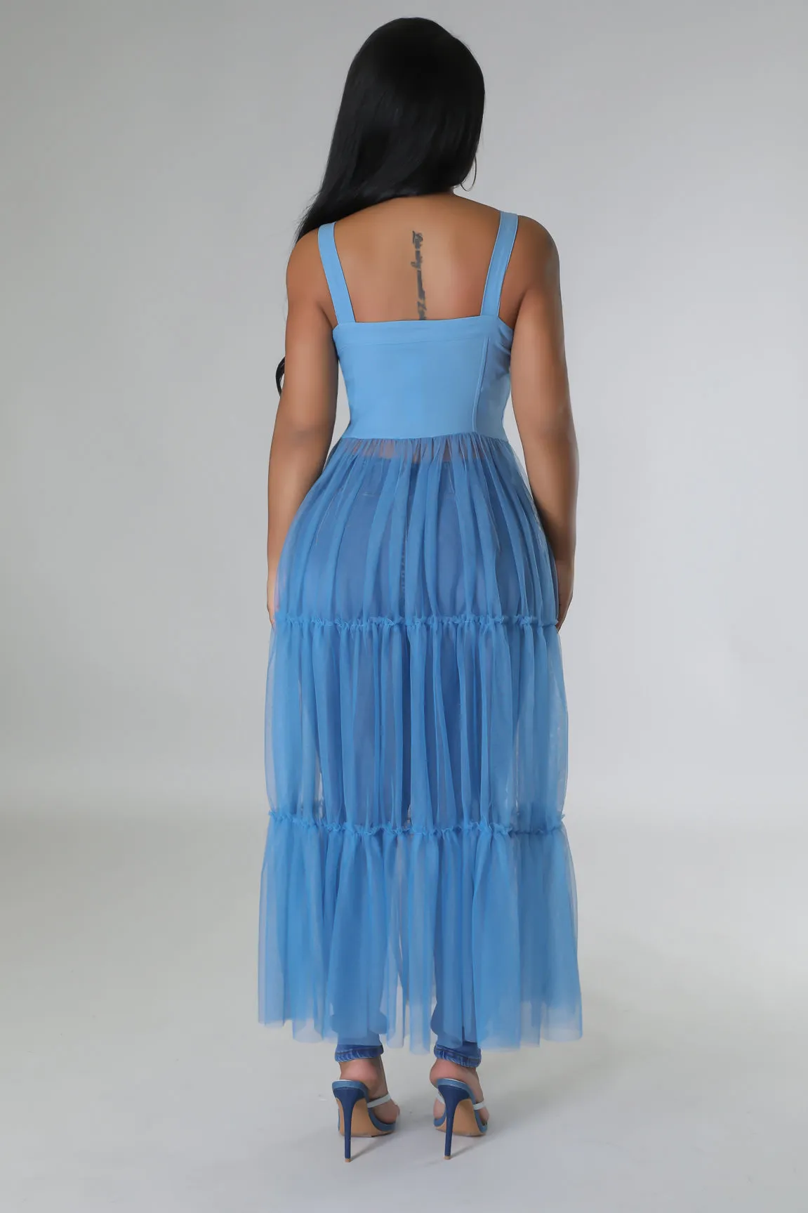 26767P - STRAP SHOULDER MESH BOTTOM DRESS (4PCS)