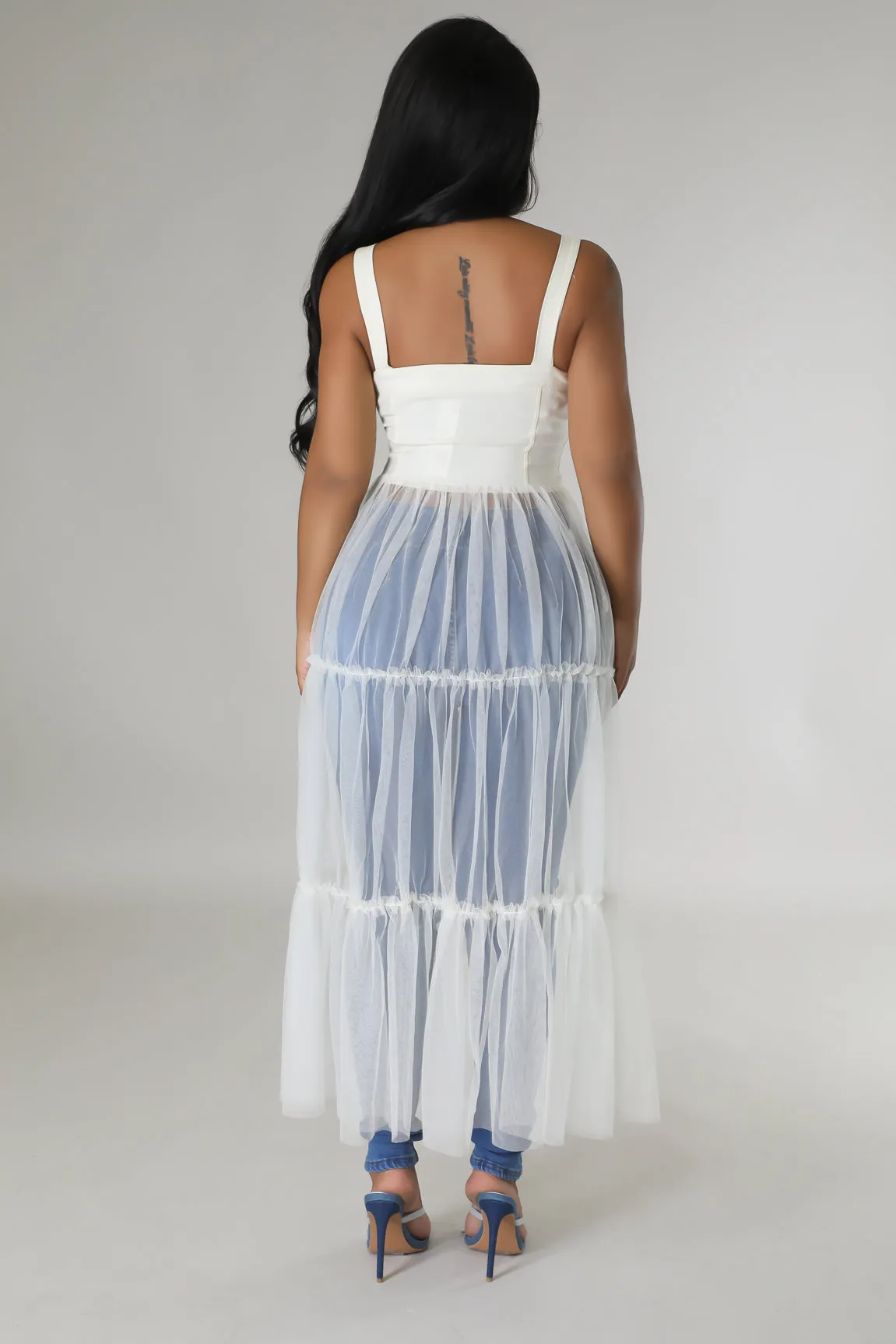 26767P - STRAP SHOULDER MESH BOTTOM DRESS (4PCS)