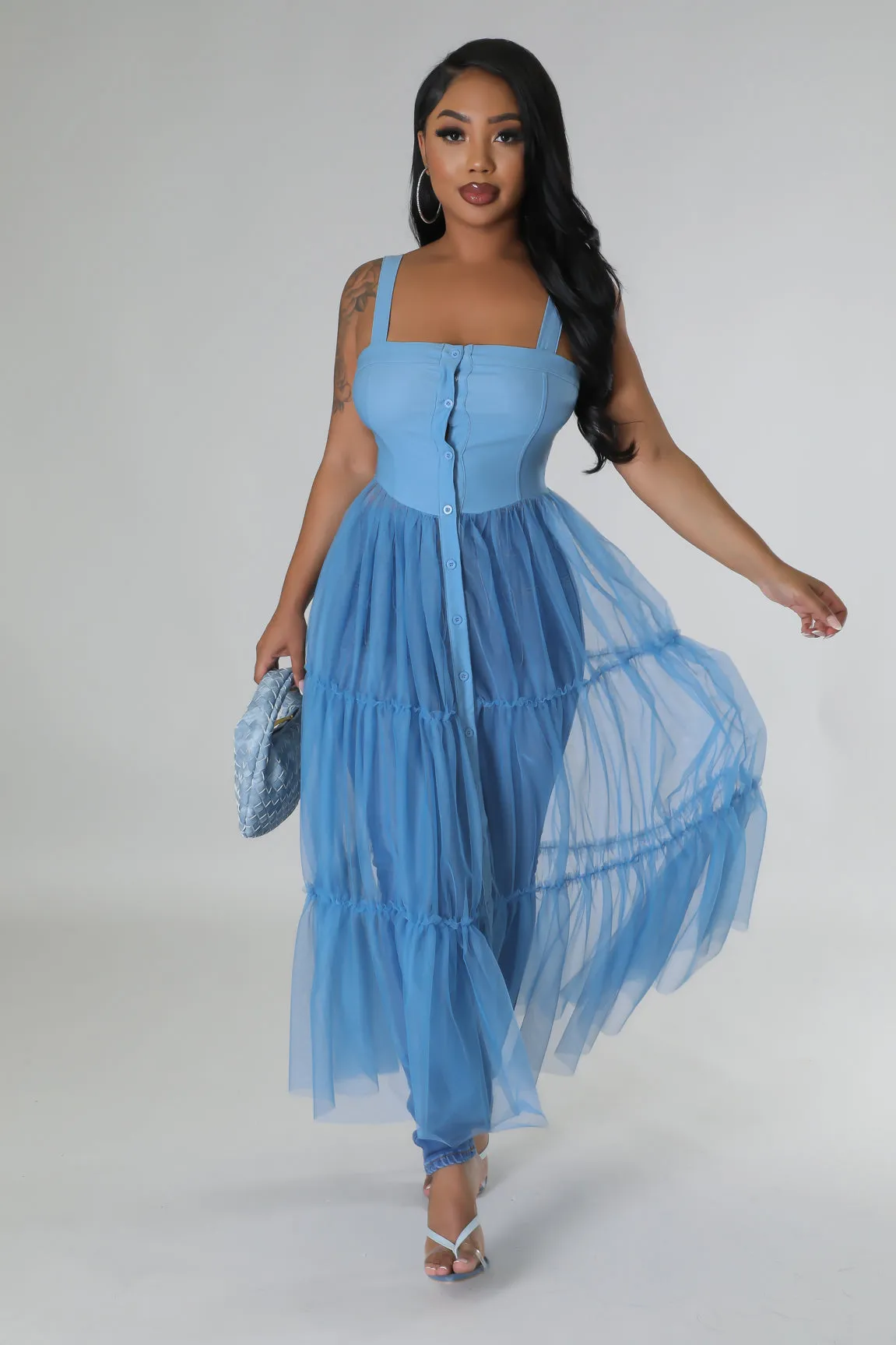 26767P - STRAP SHOULDER MESH BOTTOM DRESS (4PCS)