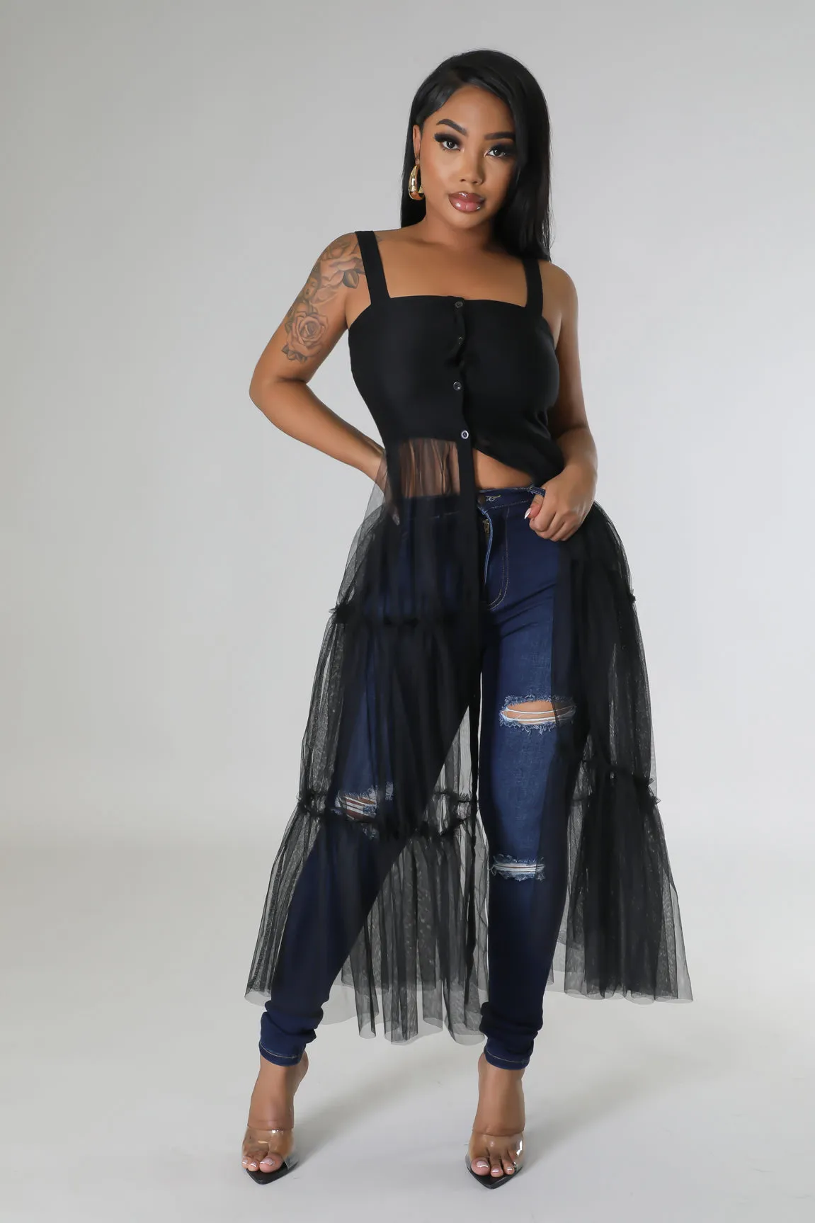26767P - STRAP SHOULDER MESH BOTTOM DRESS (4PCS)