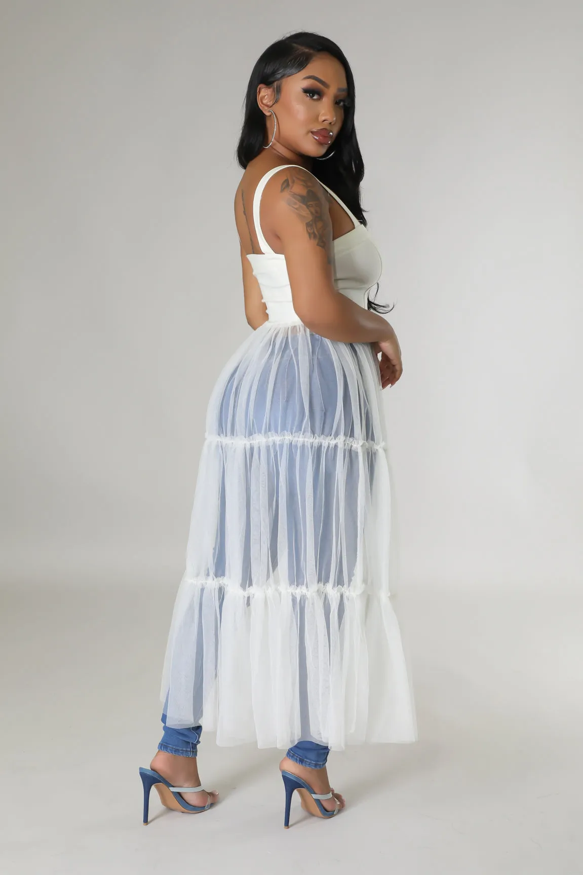 26767P - STRAP SHOULDER MESH BOTTOM DRESS (4PCS)