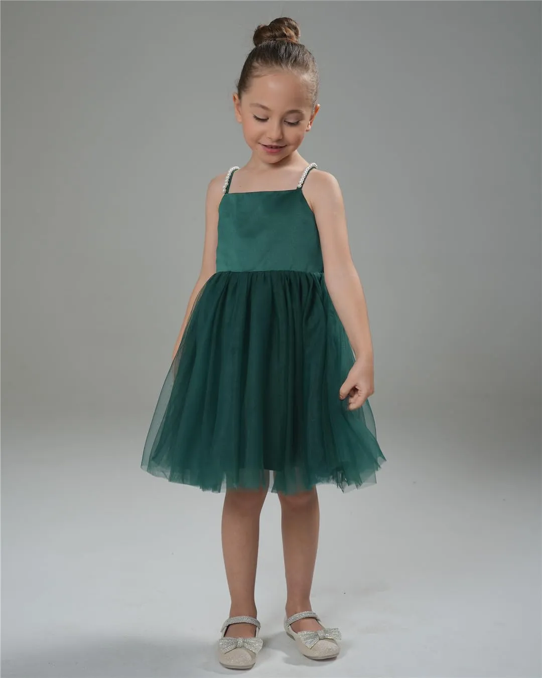 2Bunnies Girls' Pearl-Strap Sleeveless Bow Fit & Flare Dress