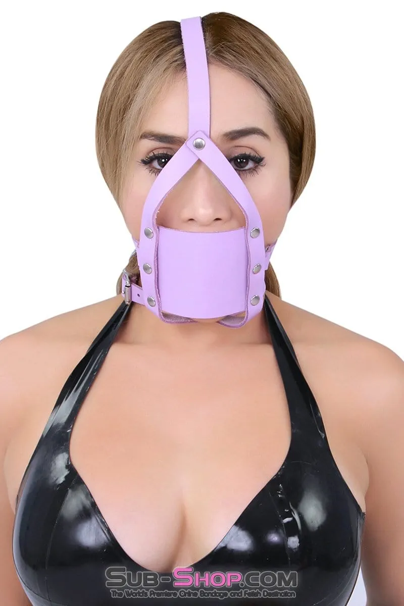 3428A-SIS      Pretty Sissy Boi Trainer Purple Silencer Panel Dominant Woman Style Ballgag Trainer