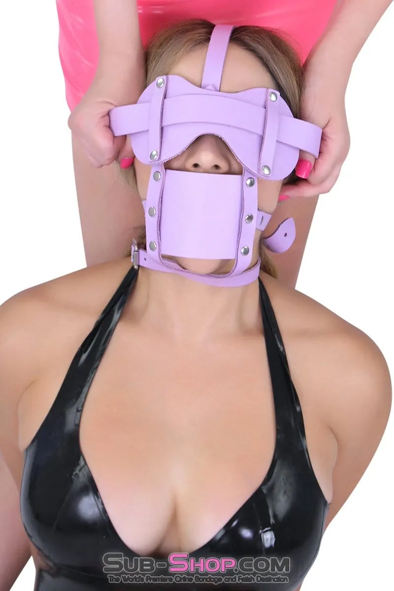 3428A-SIS      Pretty Sissy Boi Trainer Purple Silencer Panel Dominant Woman Style Ballgag Trainer