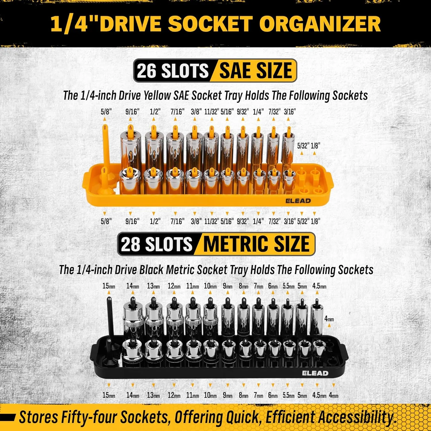 8-Piece Socket Organizer Tray Set | Metric & SAE | Durable ABS Resin | Holds 176 Standard & Deep Sockets | Ideal for Toolboxes Drawers and Mechanics