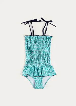 Adelaide Floral Smock Detail Swimsuit in Green (2-10yrs)
