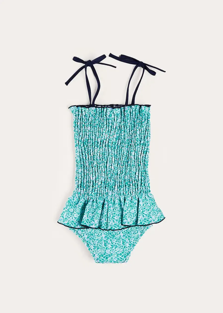 Adelaide Floral Smock Detail Swimsuit in Green (2-10yrs)