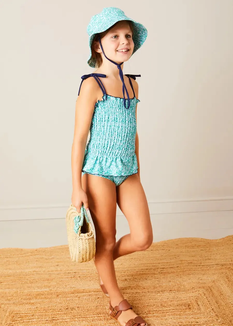 Adelaide Floral Smock Detail Swimsuit in Green (2-10yrs)