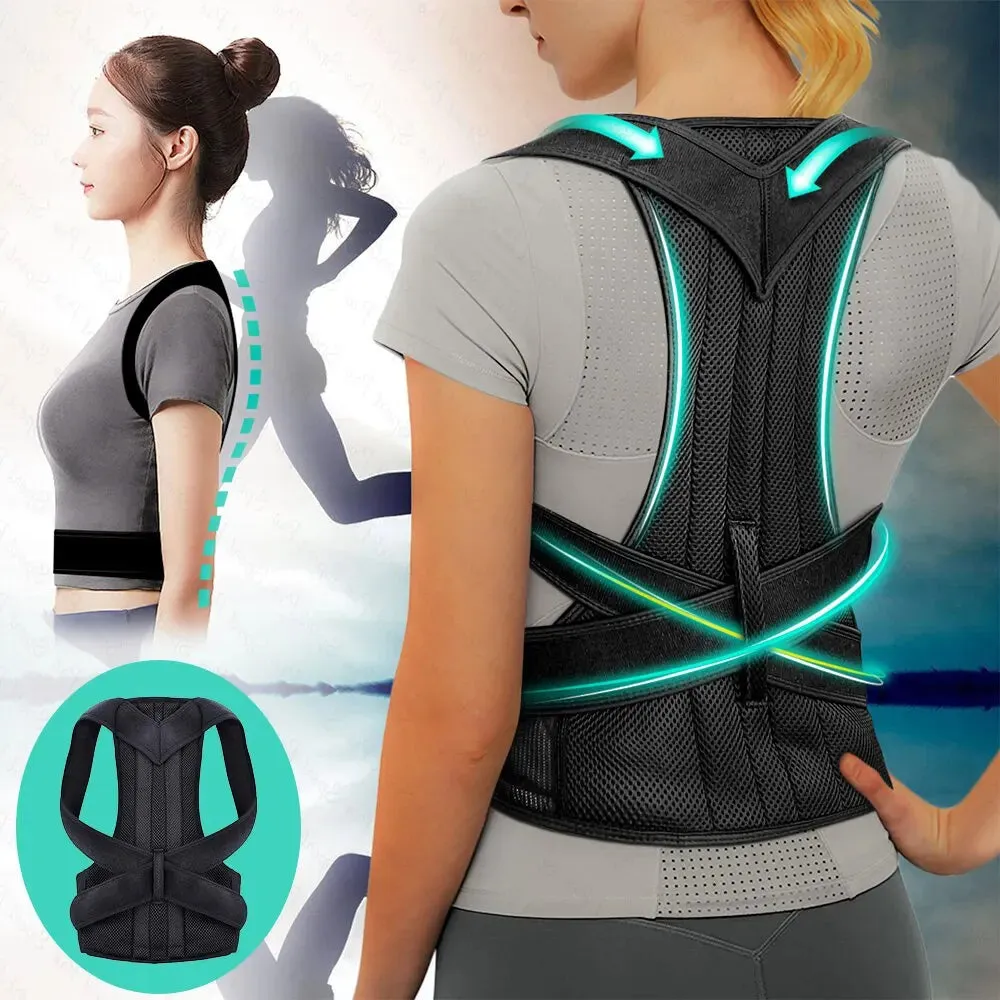 Adjustable Back Posture Corrector with Breathable Support Straps