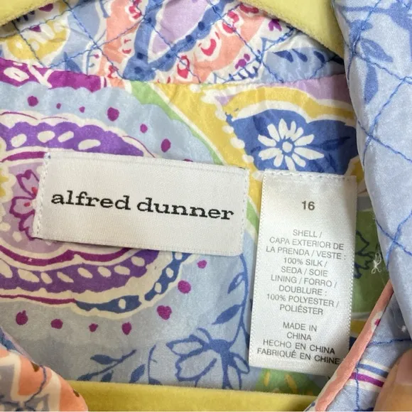 Alfred Dunner multicolored quilted parsley jacket size 16