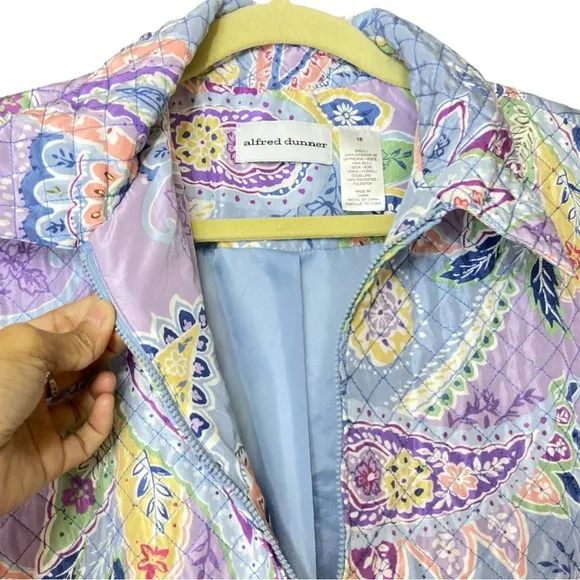 Alfred Dunner multicolored quilted parsley jacket size 16