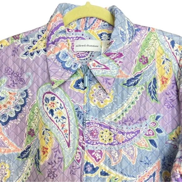 Alfred Dunner multicolored quilted parsley jacket size 16