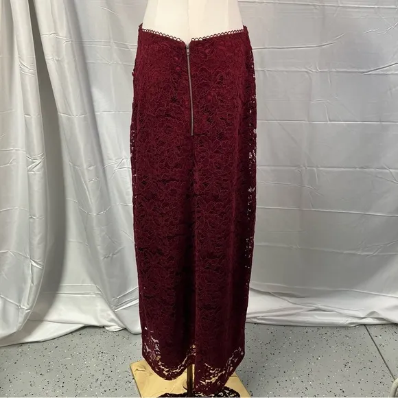 Altar’d State Nelzin Lace Midi Skirt Burgundy Velvet Womens XL New Valentines