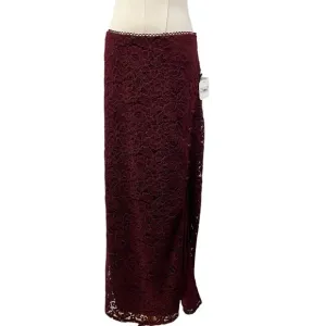 Altar’d State Nelzin Lace Midi Skirt Burgundy Velvet Womens XL New Valentines