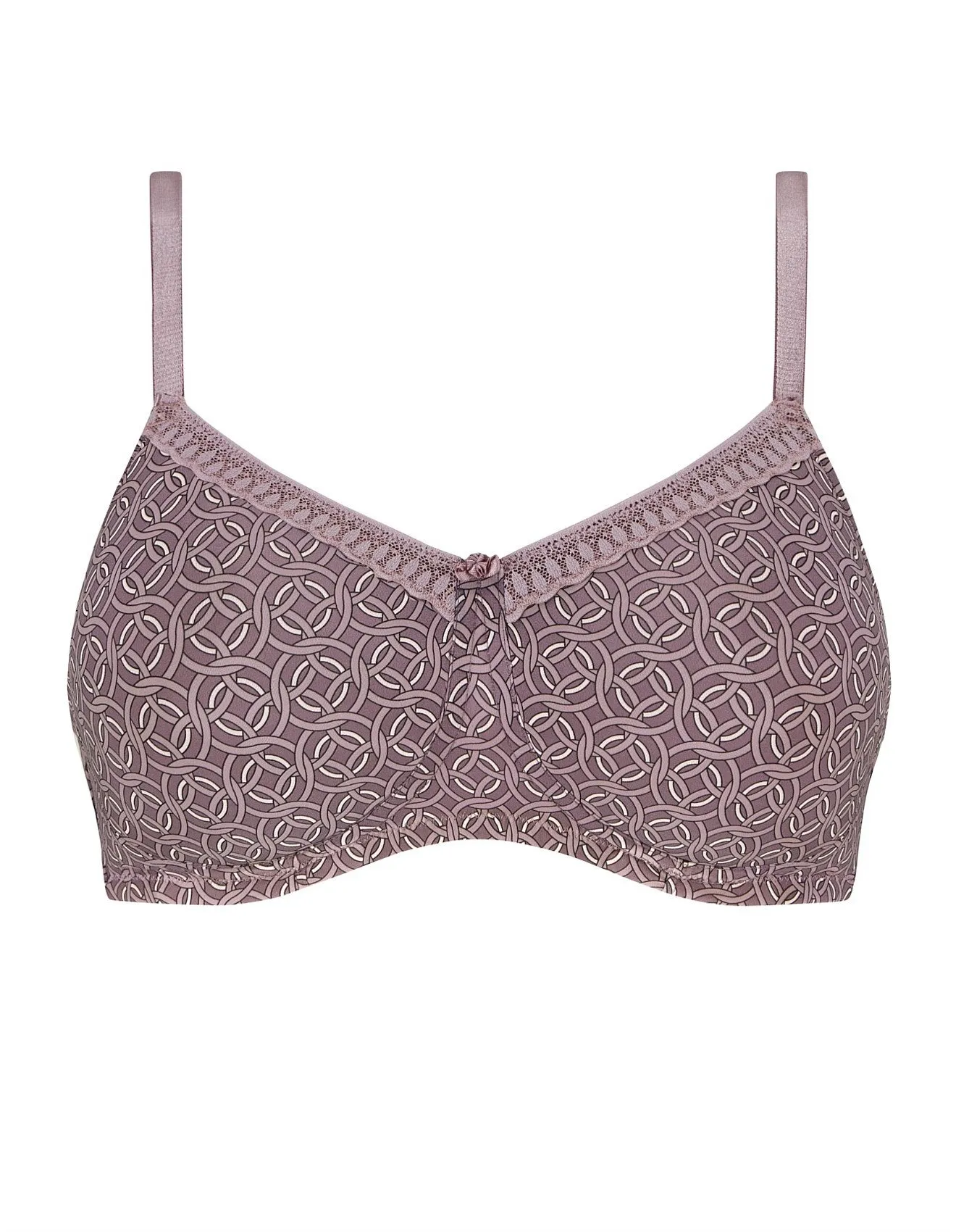 Amoena Liz Non-Wired Pocketed Mastectomy Soft Cup Bra - Mauve/Multi 45051