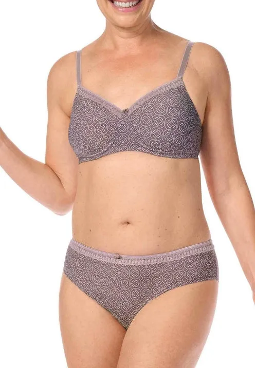 Amoena Liz Non-Wired Pocketed Mastectomy Soft Cup Bra - Mauve/Multi 45051