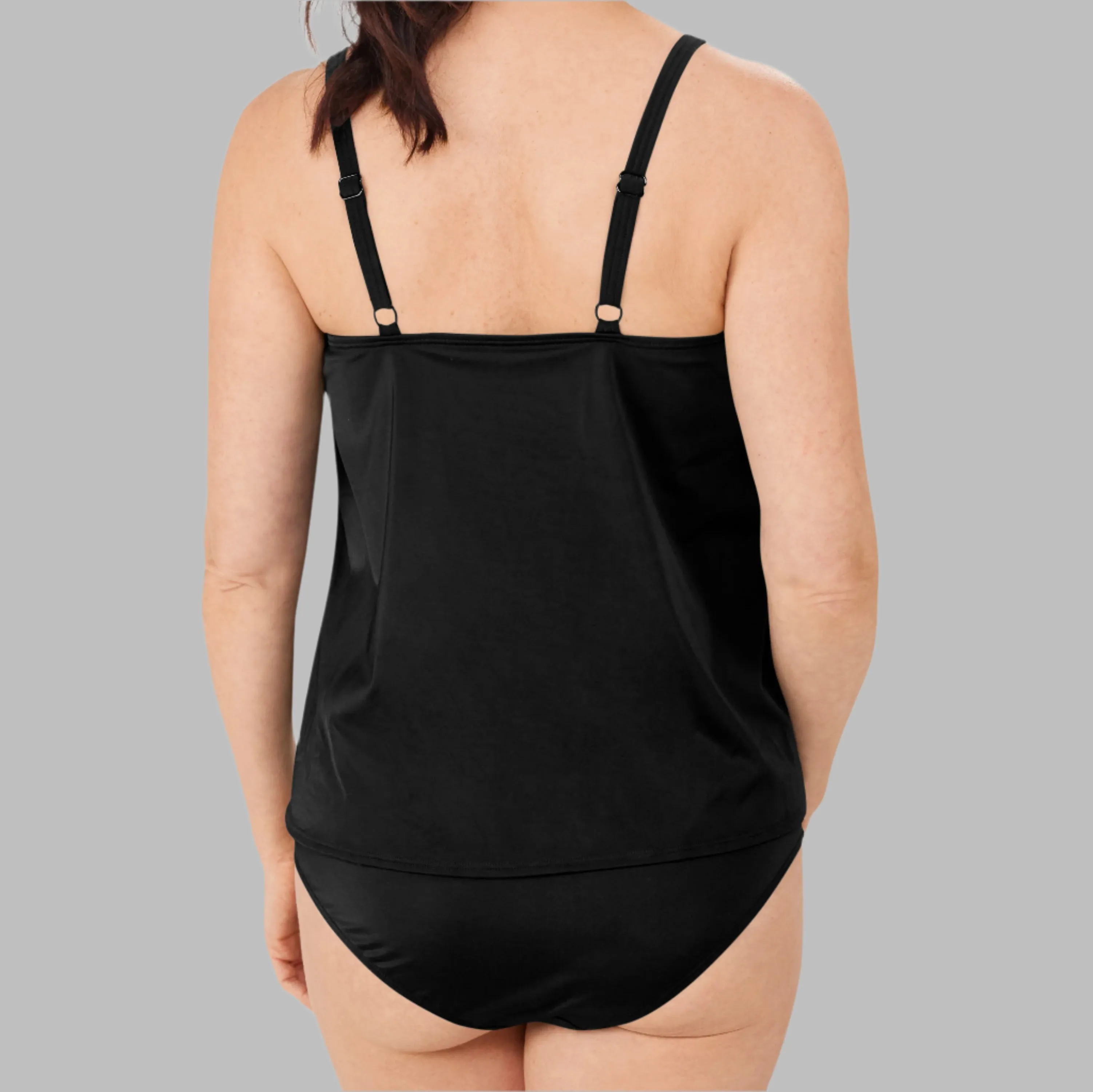 Amoena Mykonos BL Pocketed Mastectomy Tankini - Black/White/Beige - 71610