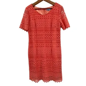 Antonio Melani Sheath Dress Size 10 Crochet Lace Coral Party Mother of Bride NWT