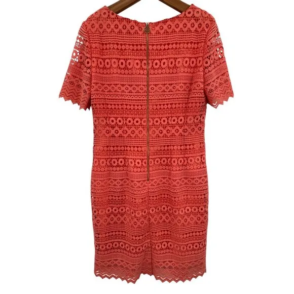 Antonio Melani Sheath Dress Size 10 Crochet Lace Coral Party Mother of Bride NWT