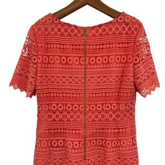 Antonio Melani Sheath Dress Size 10 Crochet Lace Coral Party Mother of Bride NWT