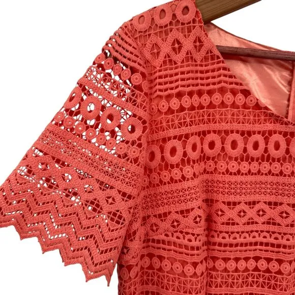 Antonio Melani Sheath Dress Size 10 Crochet Lace Coral Party Mother of Bride NWT