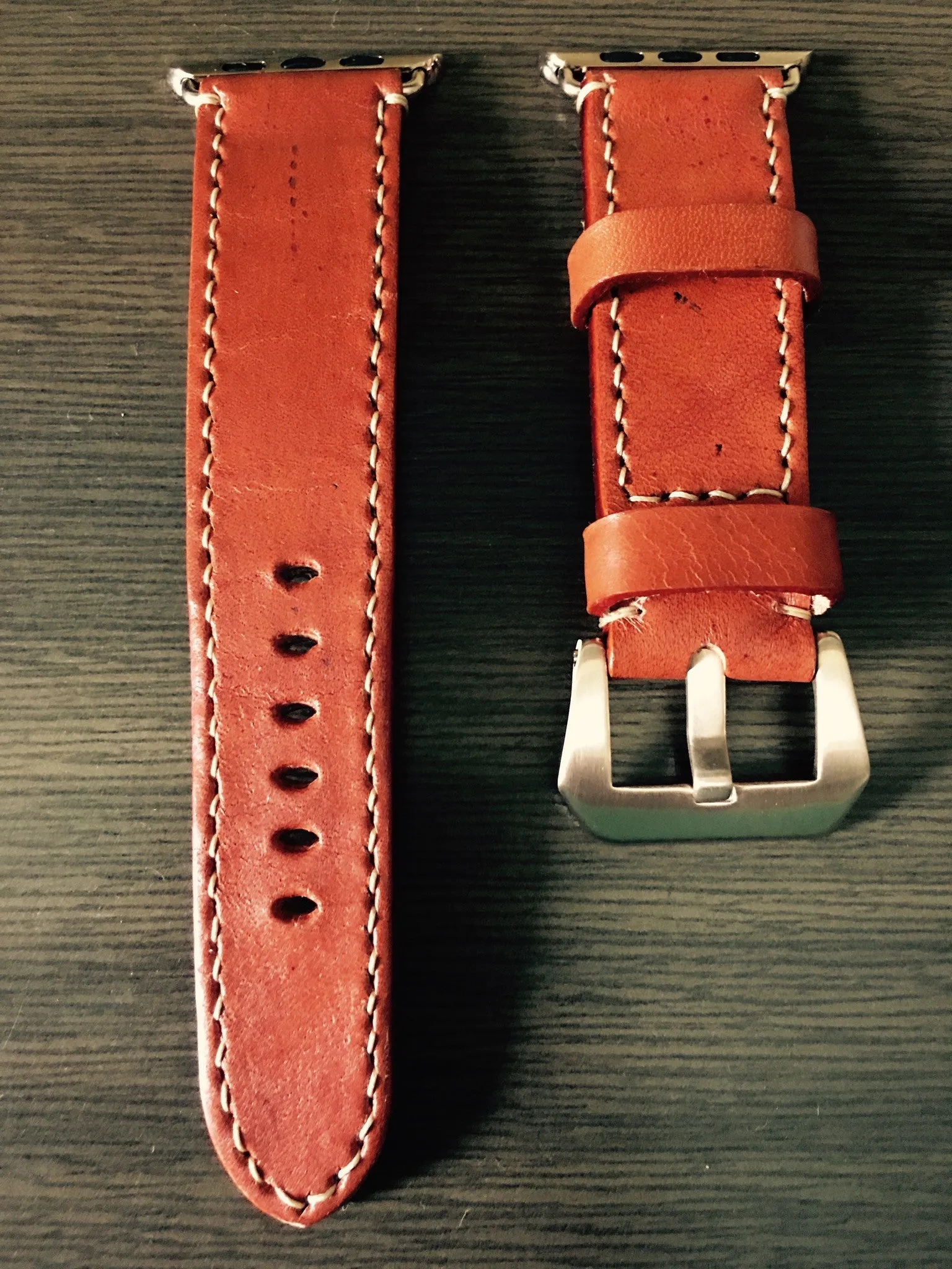 Apple Watch Band, Apple Watch 40mm 44mm 38mm 42mm Strap, Orange Leather Watch Strap For Apple Watch Series 1 2 3 4