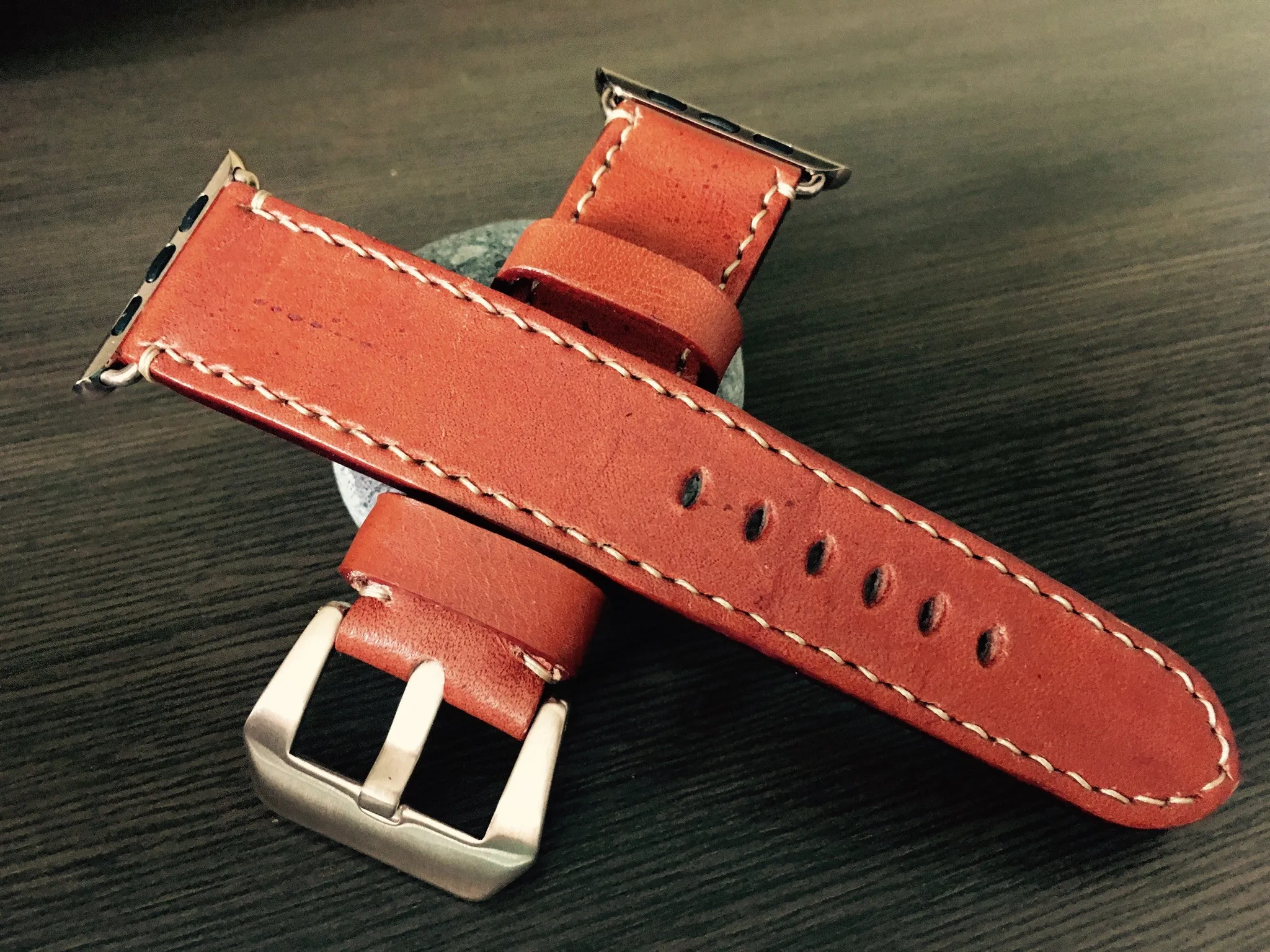 Apple Watch Band, Apple Watch 40mm 44mm 38mm 42mm Strap, Orange Leather Watch Strap For Apple Watch Series 1 2 3 4