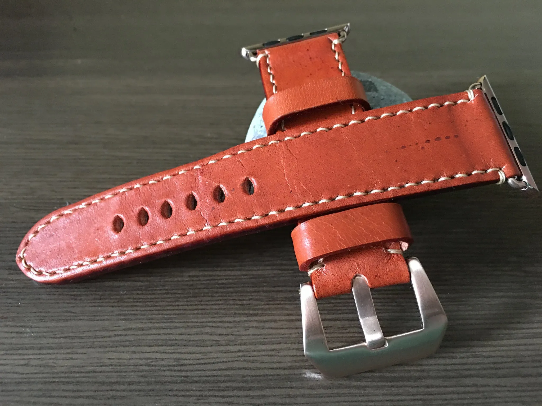 Apple Watch Band, Apple Watch 40mm 44mm 38mm 42mm Strap, Orange Leather Watch Strap For Apple Watch Series 1 2 3 4