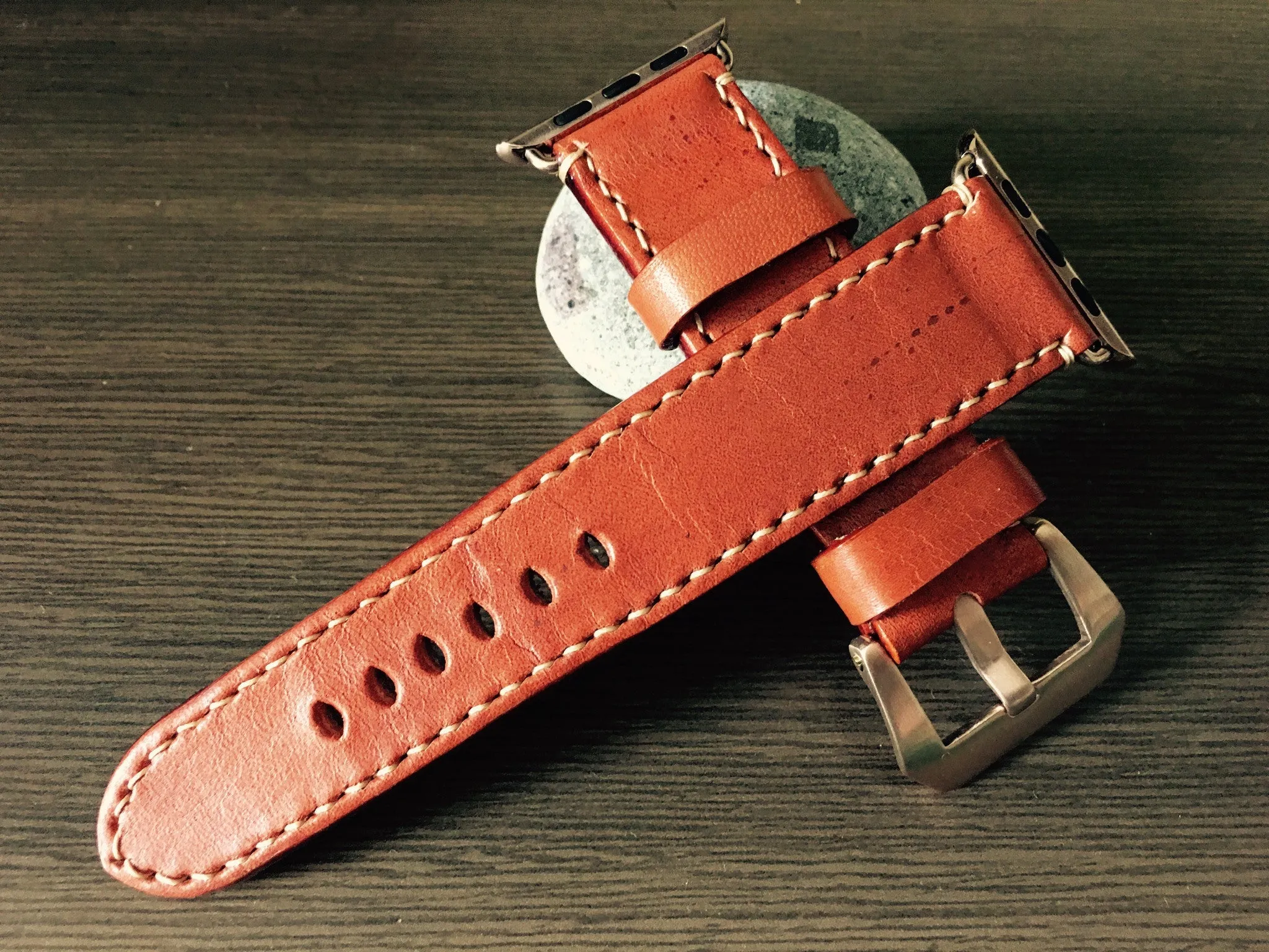 Apple Watch Band, Apple Watch 40mm 44mm 38mm 42mm Strap, Orange Leather Watch Strap For Apple Watch Series 1 2 3 4