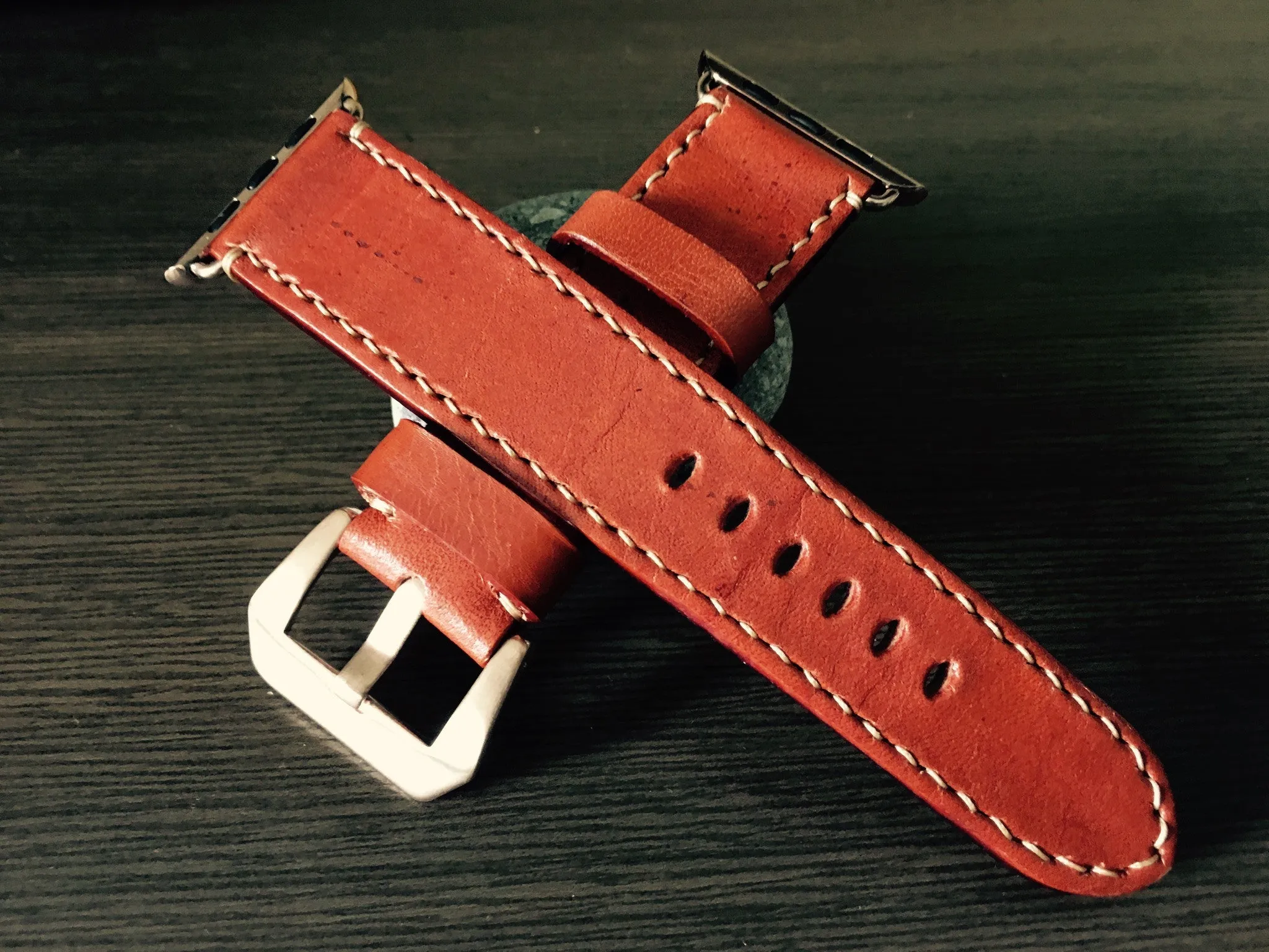 Apple Watch Band, Apple Watch 40mm 44mm 38mm 42mm Strap, Orange Leather Watch Strap For Apple Watch Series 1 2 3 4