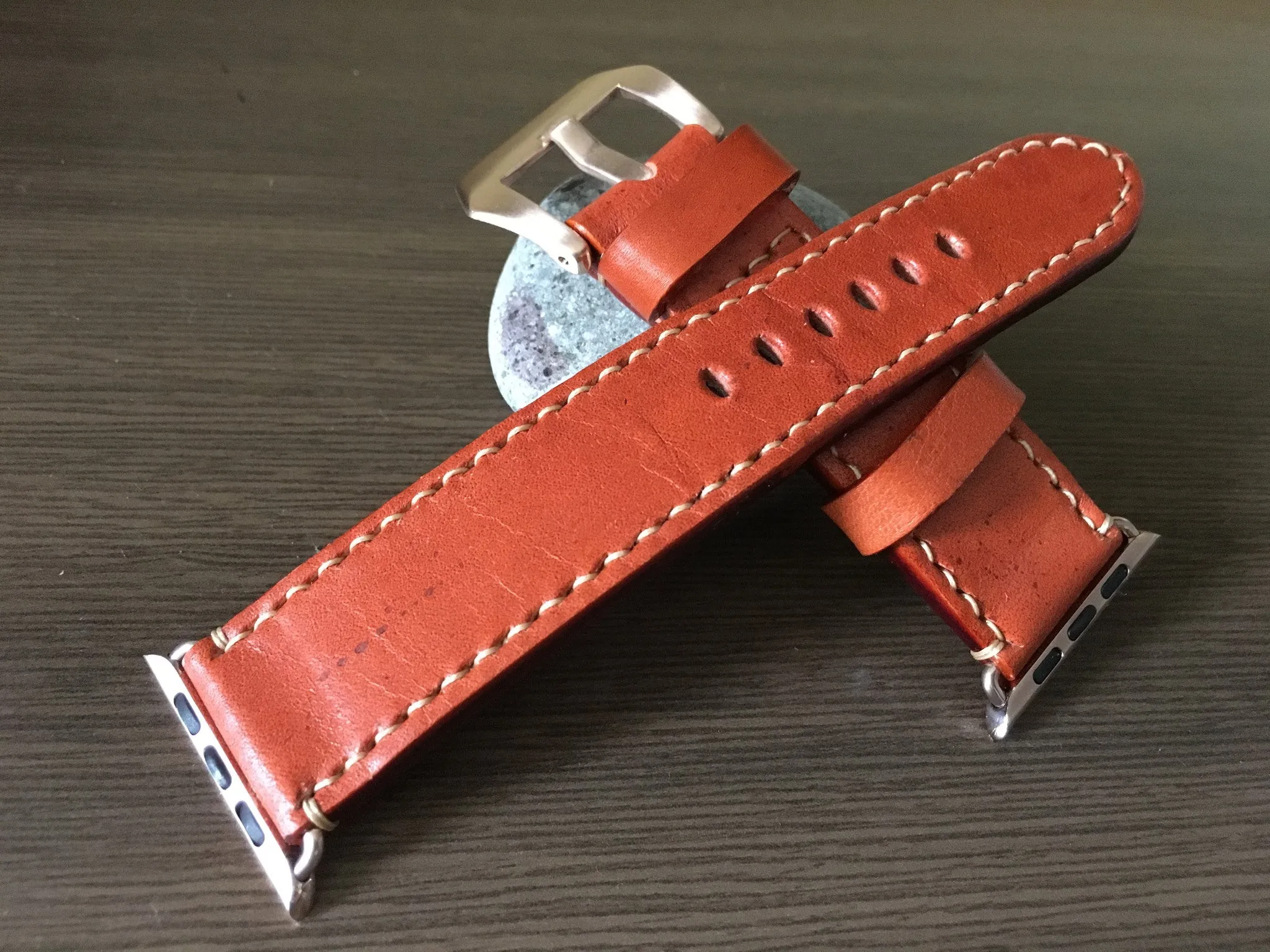 Apple Watch Band, Apple Watch 40mm 44mm 38mm 42mm Strap, Orange Leather Watch Strap For Apple Watch Series 1 2 3 4