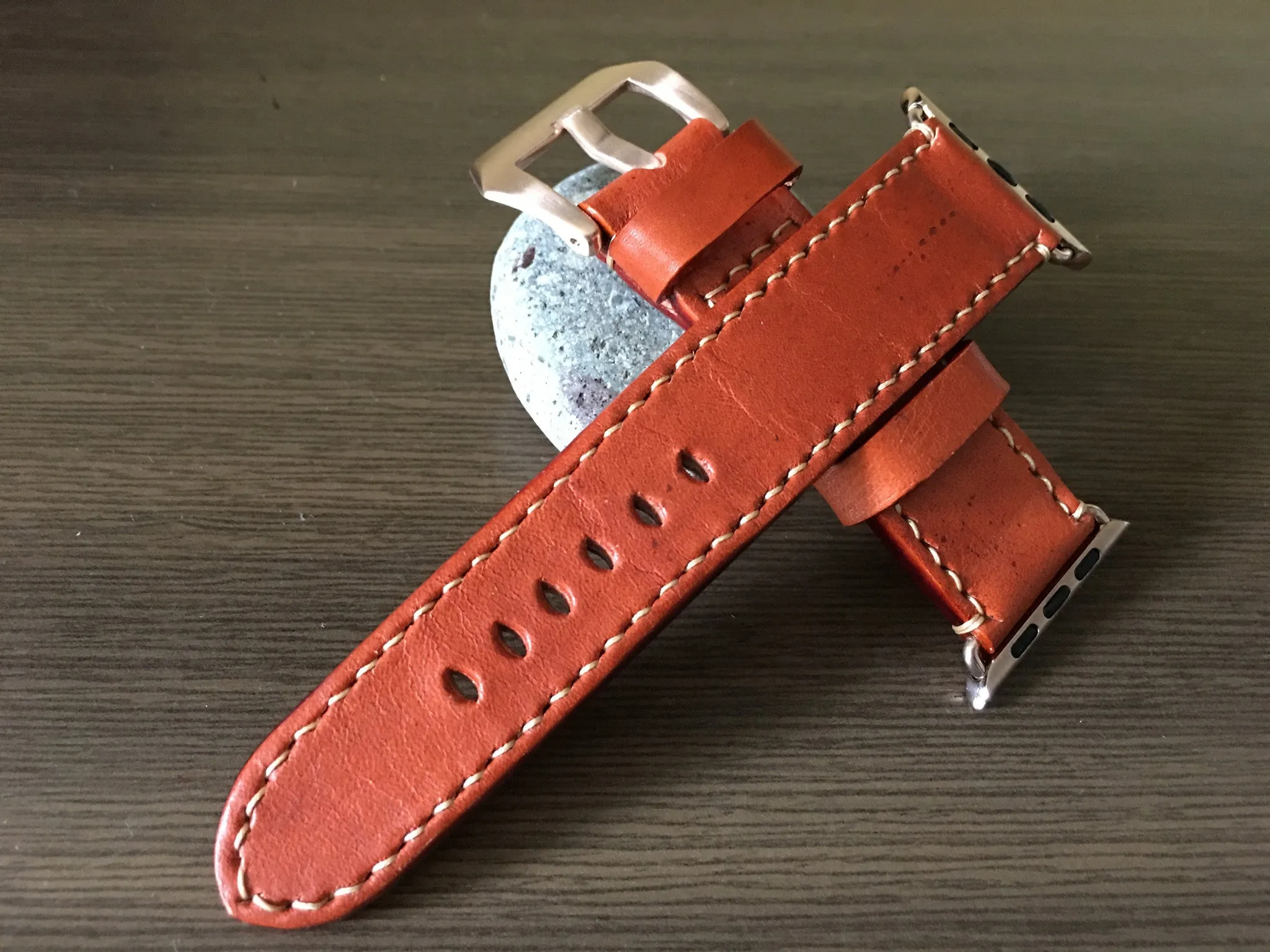 Apple Watch Band, Apple Watch 40mm 44mm 38mm 42mm Strap, Orange Leather Watch Strap For Apple Watch Series 1 2 3 4