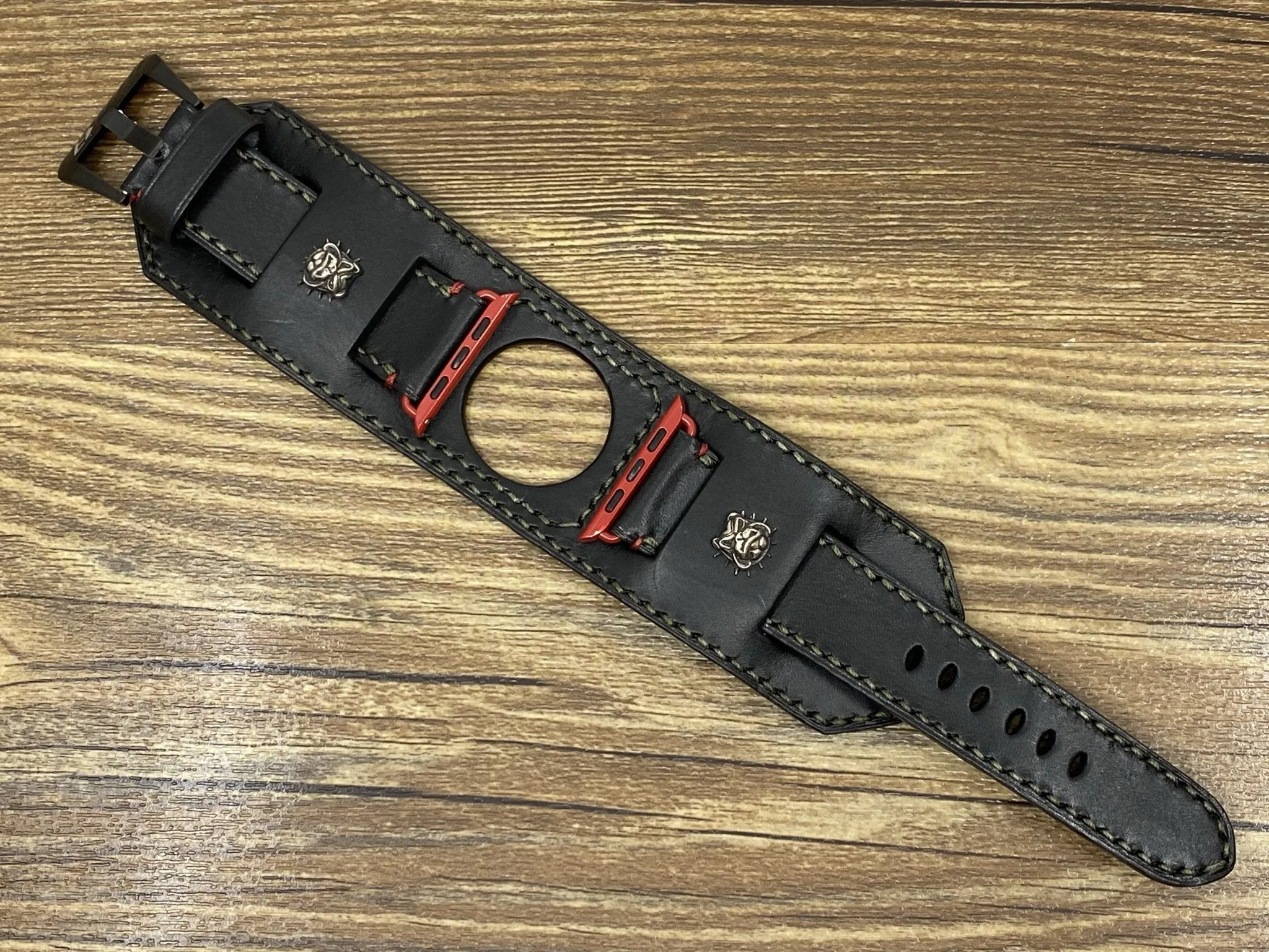 Apple Watch Series 6 Watch Band, Bulldog Sterling Silver 925, Apple Watch 44mm 42mm 40mm, Black Apple Watch Straps, iwatch band, Smart Watch Wristwatch Band