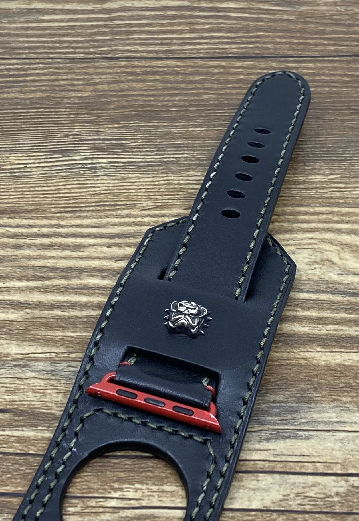 Apple Watch Series 6 Watch Band, Bulldog Sterling Silver 925, Apple Watch 44mm 42mm 40mm, Black Apple Watch Straps, iwatch band, Smart Watch Wristwatch Band