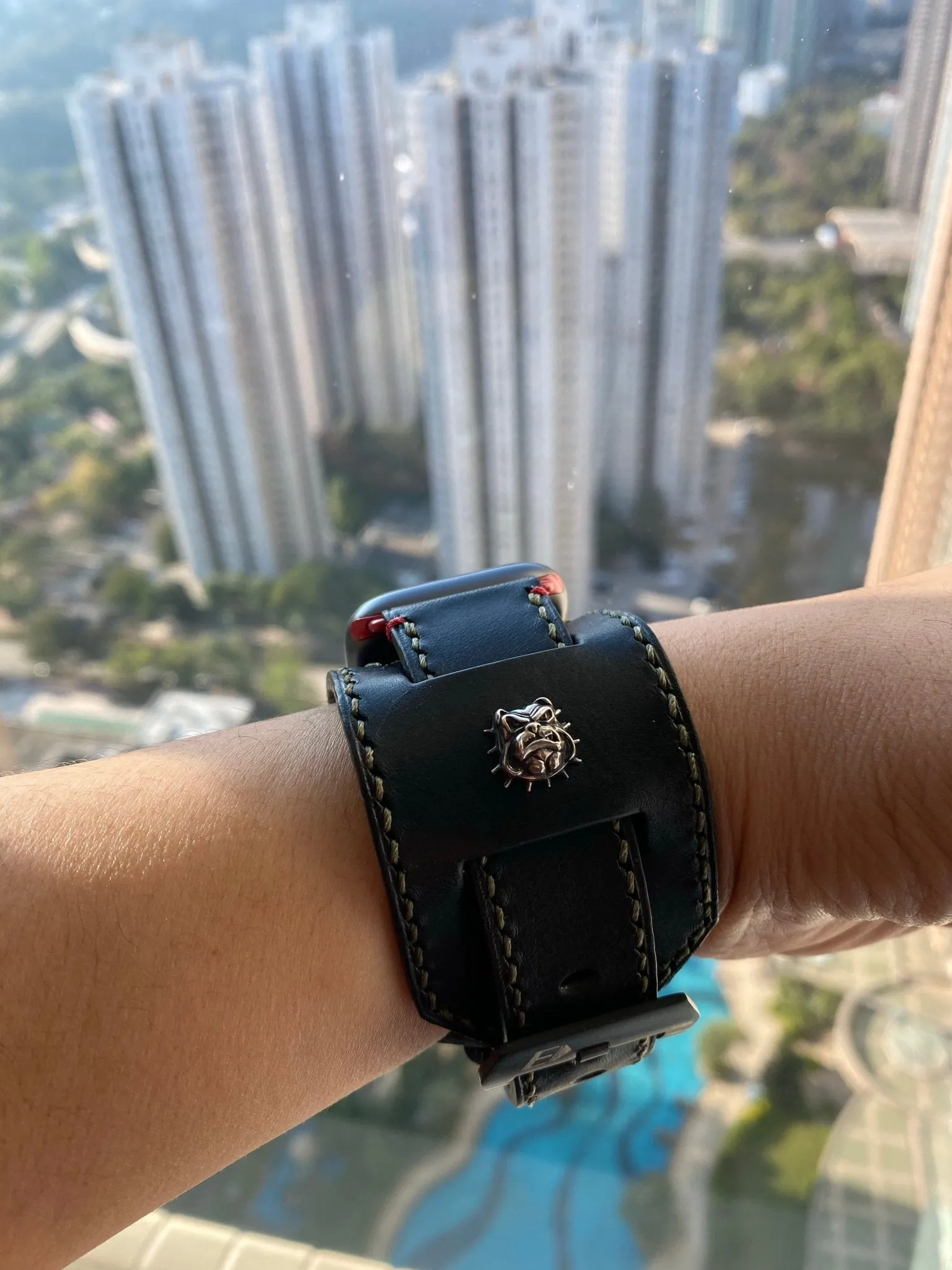 Apple Watch Series 6 Watch Band, Bulldog Sterling Silver 925, Apple Watch 44mm 42mm 40mm, Black Apple Watch Straps, iwatch band, Smart Watch Wristwatch Band