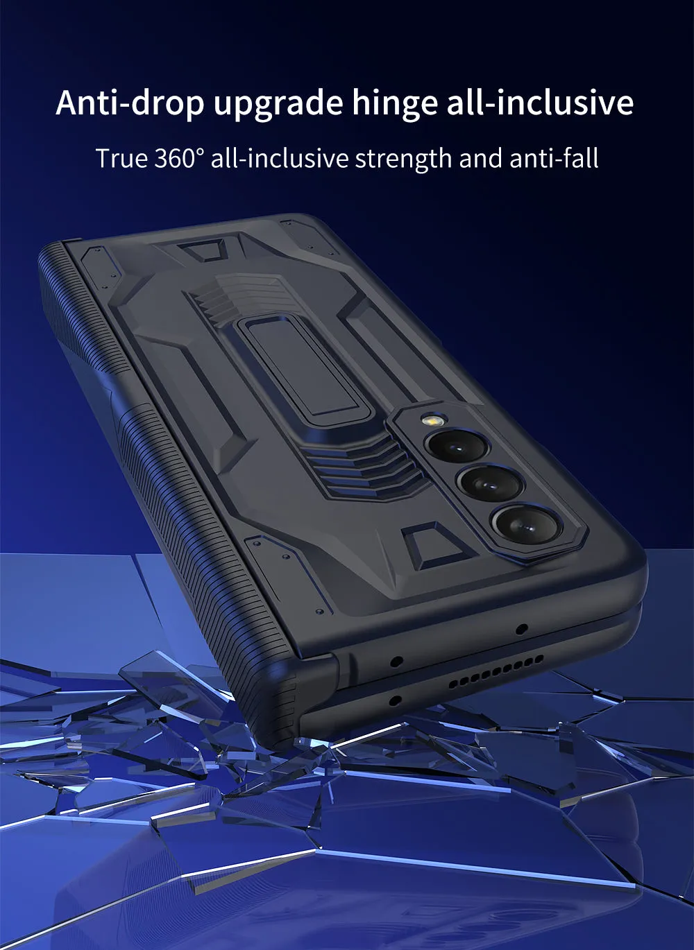 Armor Magnetic Screen Glass Case For Samsung Galaxy Z Fold 3 5G Bracket Stand Hard Fold Case Cover For Samsung Z Fold3 Funda