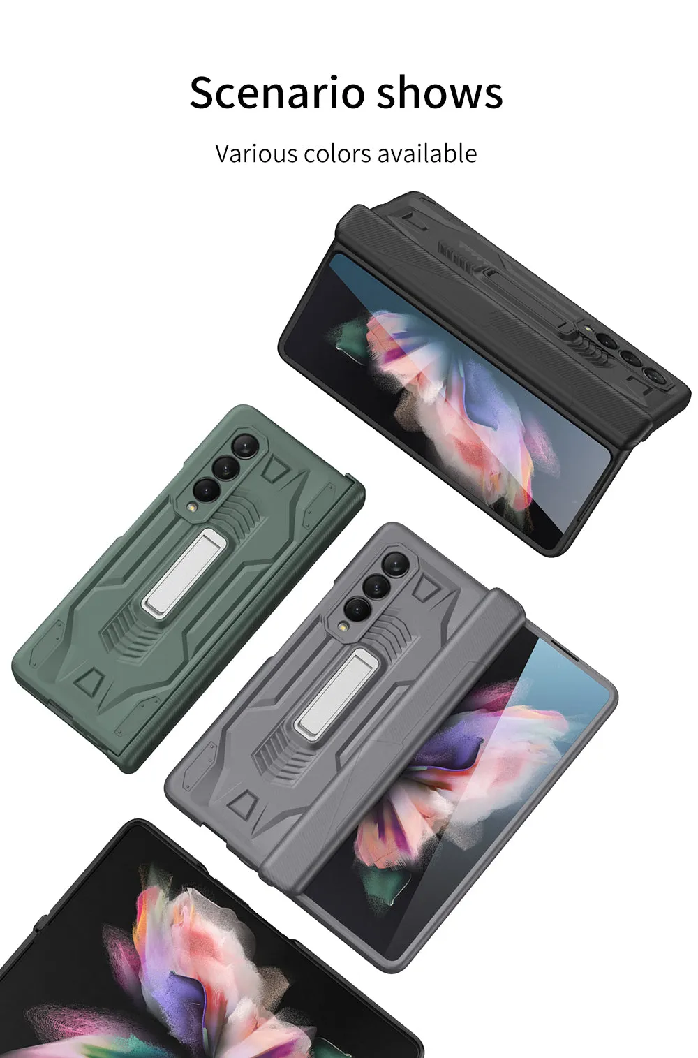 Armor Magnetic Screen Glass Case For Samsung Galaxy Z Fold 3 5G Bracket Stand Hard Fold Case Cover For Samsung Z Fold3 Funda