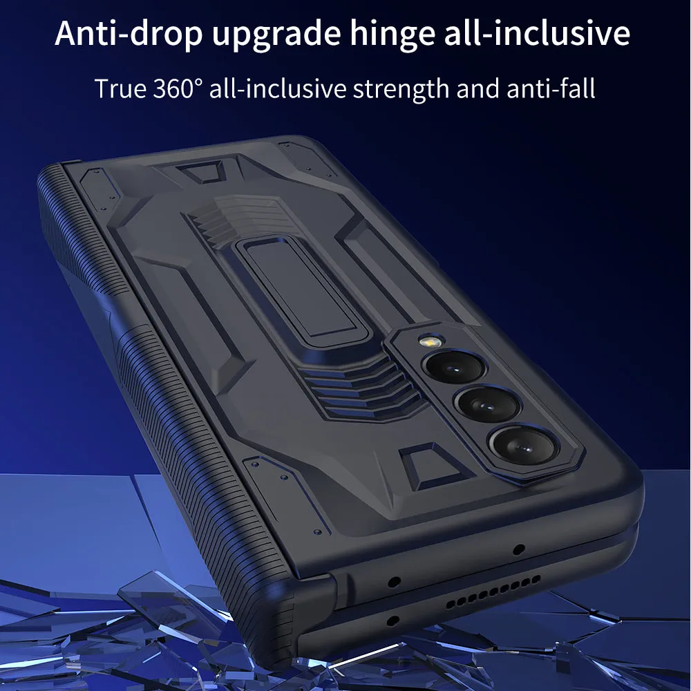 Armor Magnetic Screen Glass Case For Samsung Galaxy Z Fold 3 5G Bracket Stand Hard Fold Case Cover For Samsung Z Fold3 Funda
