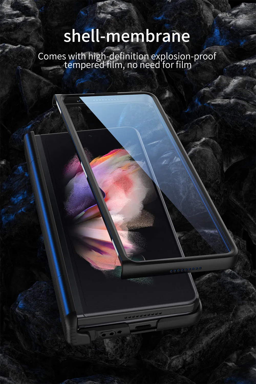 Armor Magnetic Screen Glass Case For Samsung Galaxy Z Fold 3 5G Bracket Stand Hard Fold Case Cover For Samsung Z Fold3 Funda