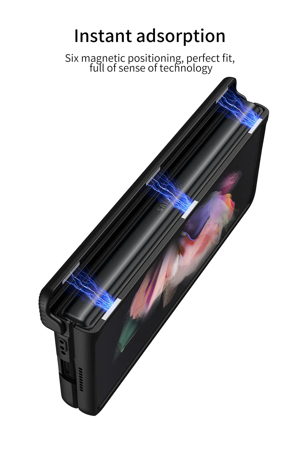 Armor Magnetic Screen Glass Case For Samsung Galaxy Z Fold 3 5G Bracket Stand Hard Fold Case Cover For Samsung Z Fold3 Funda