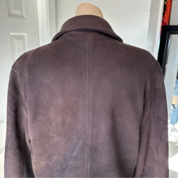 ASOS DESIGN SUEDETTE TOP COLLAR JACKET IN CHOCOLATE